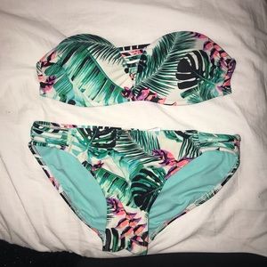 strapless push up bathing suit set